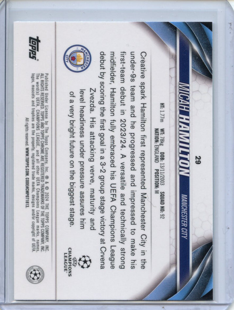 2023-24 Topps Chrome UEFA Micah Hamilton Aqua Prism Refractor