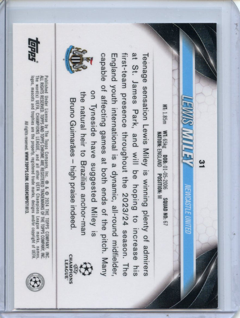 2023-24 Topps Chrome UEFA Lewis Miley Aqua Prism Refractor