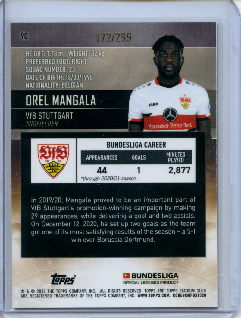 2021-22 Topps Bundesliga Stadium Club Chrome Orel Mangala Purple Refractor 172/299