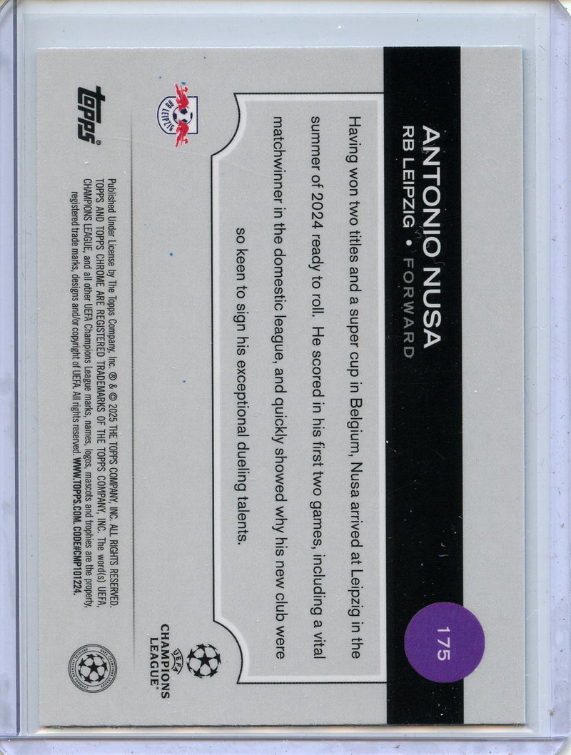 2024-25 Topps Chrome UEFA Club Comps Antonio Nusa Aqua Lava 186/199