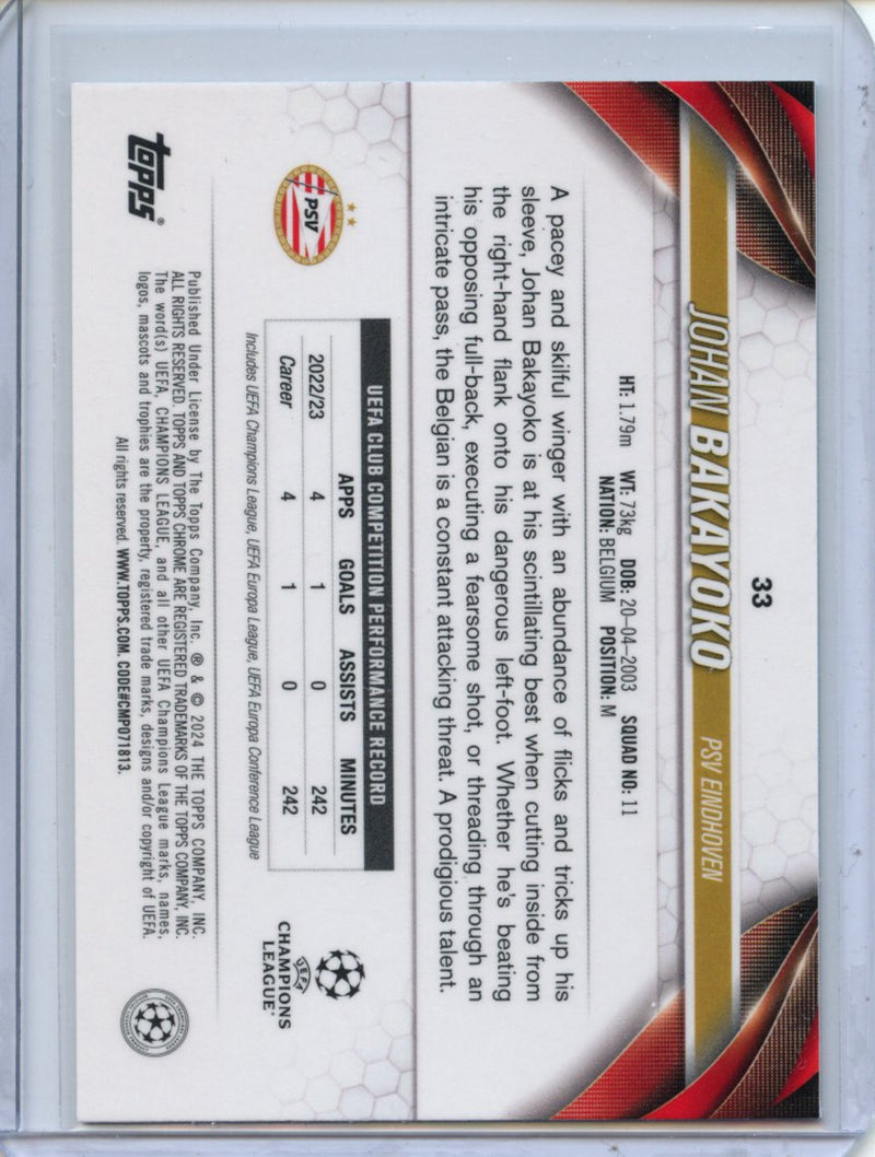 2023-24 Topps Chrome UEFA Johan Bakayoko Aqua Prism Refractor
