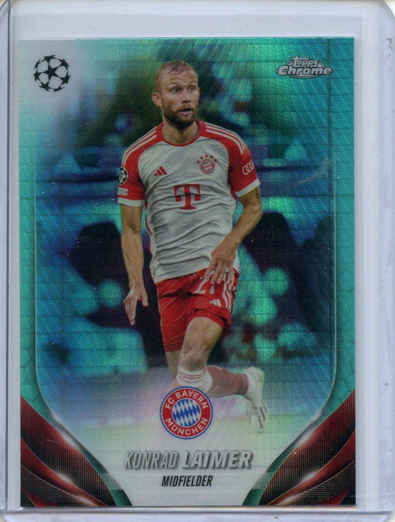2023-24 Topps Chrome UEFA Konrad Laimer Aqua Prism Refractor