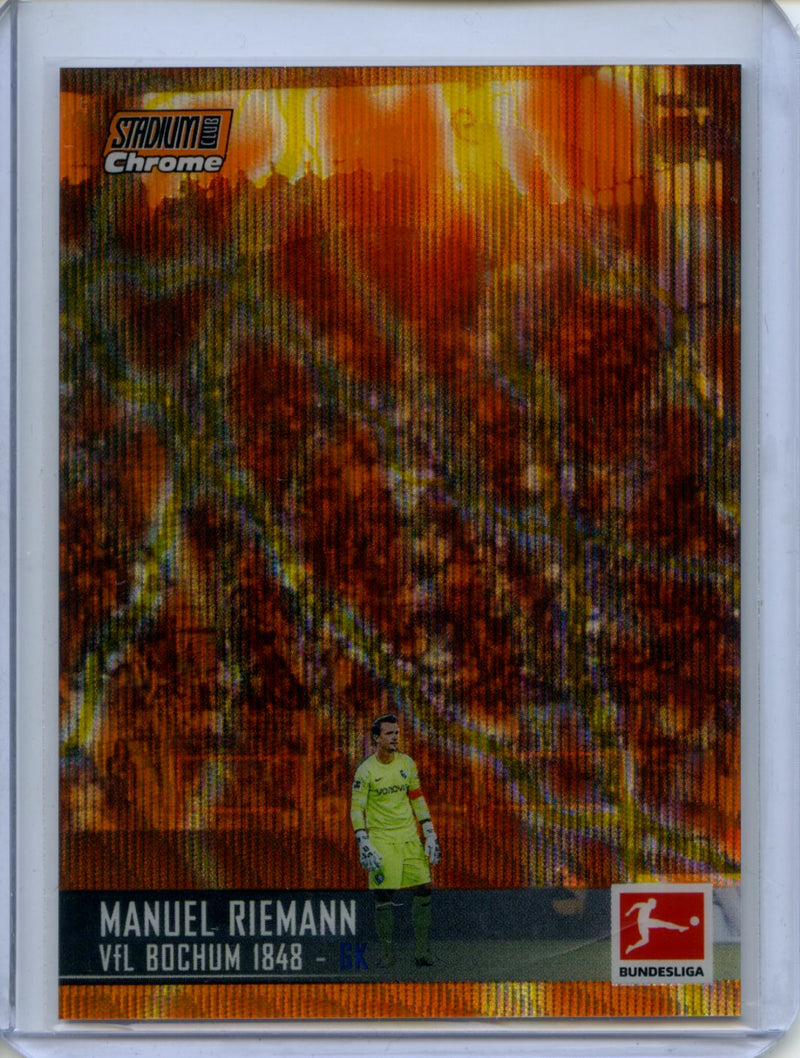 2021-22 Topps Bundesliga Stadium Club Chrome Manuel Riemann Orange Yellow Wave Electric Charge
