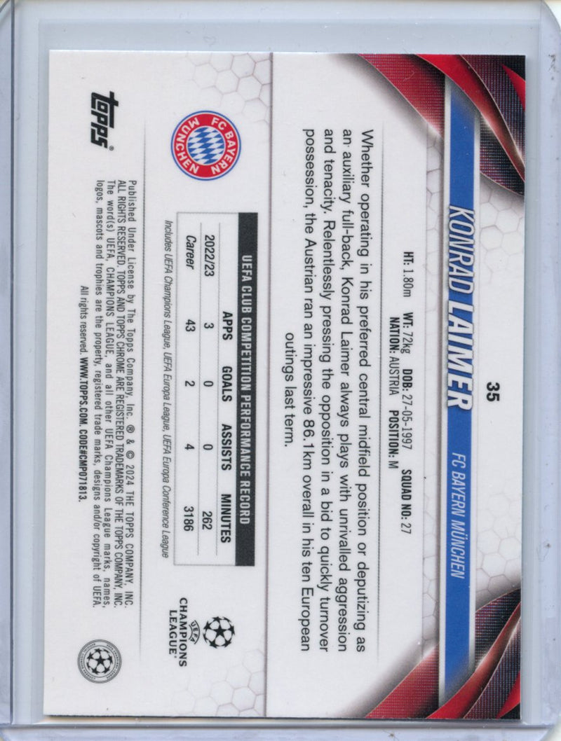 2023-24 Topps Chrome UEFA Konrad Laimer Aqua Prism Refractor