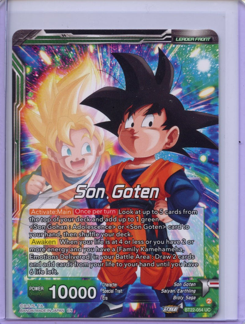 Son Goten (Front) SS Son Gohan & SS Son Goten, Brothers (Back) - Critical Blow BT22-054 UC Foil