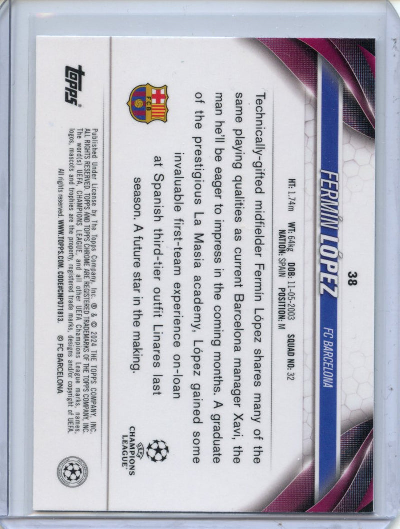 2023-24 Topps Chrome UEFA Fermín Lopez Aqua Prism Refractor