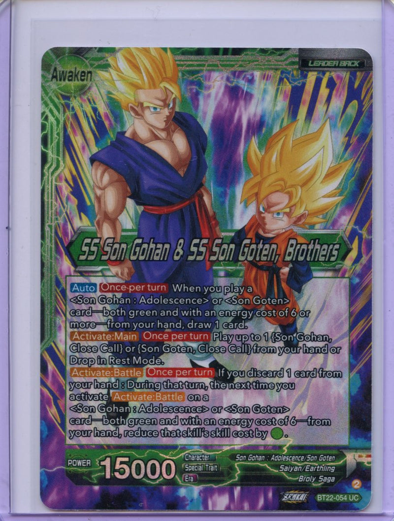 Son Goten (Front) SS Son Gohan & SS Son Goten, Brothers (Back) - Critical Blow BT22-054 UC Foil