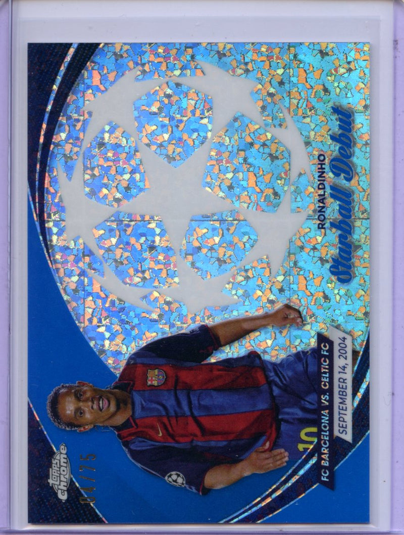 2023-24 Topps Chrome UEFA Ronaldinho Starball Debut Blue 4/75