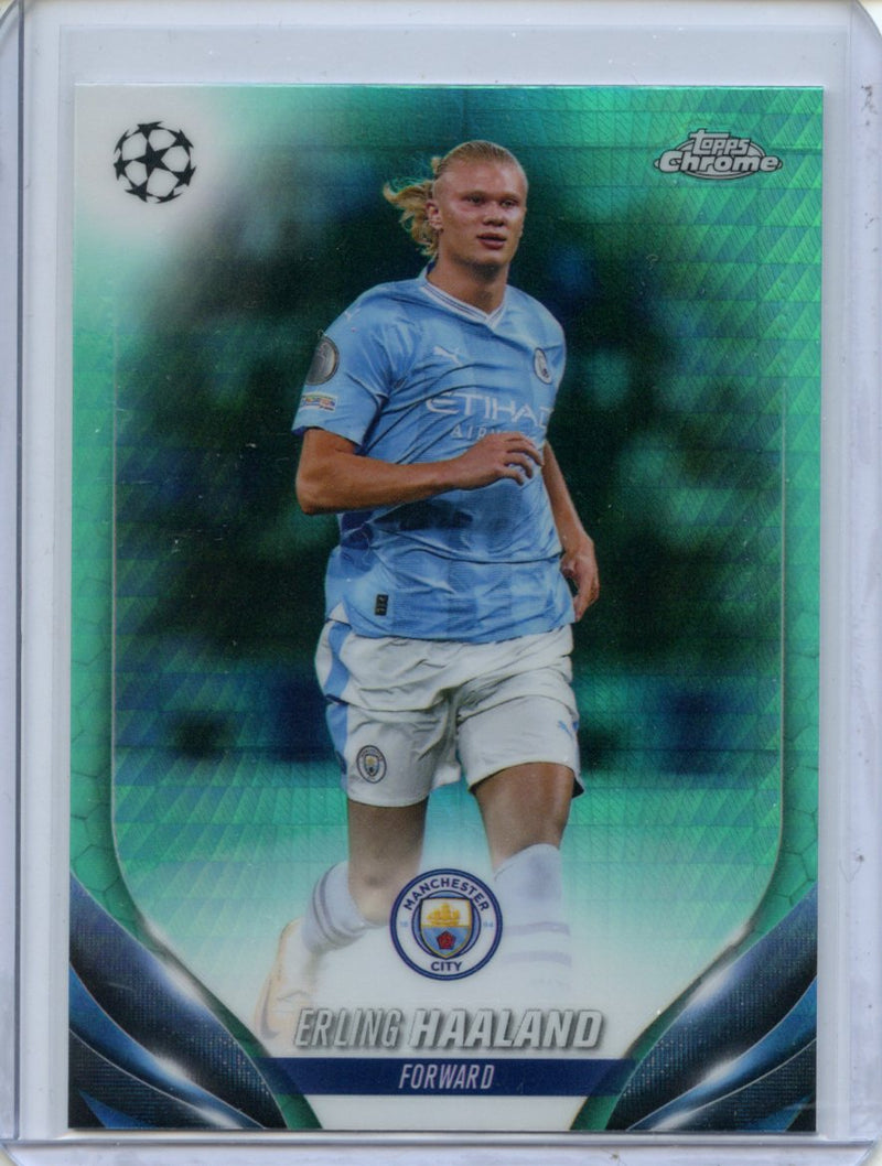 2023-24 Topps Chrome UEFA Erling Haaland Aqua Prism Refractor