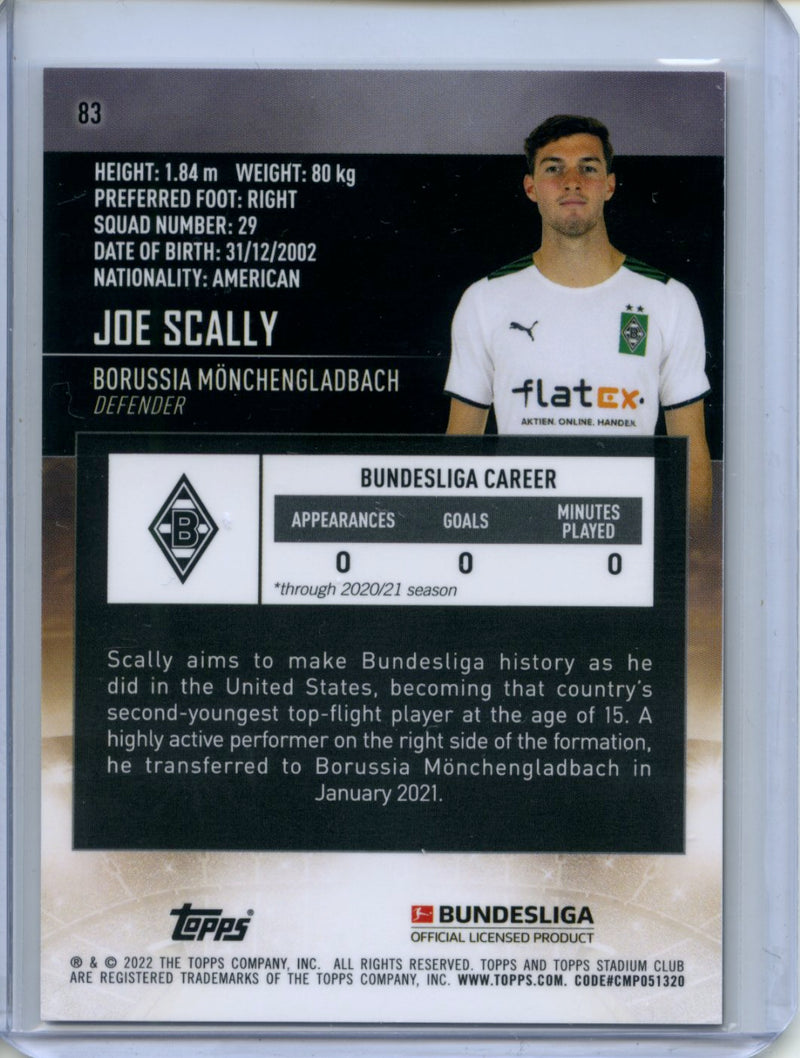 2021-22 Topps Bundesliga Stadium Club Chrome Joe Scally Orange Yellow Wave Electric Charge