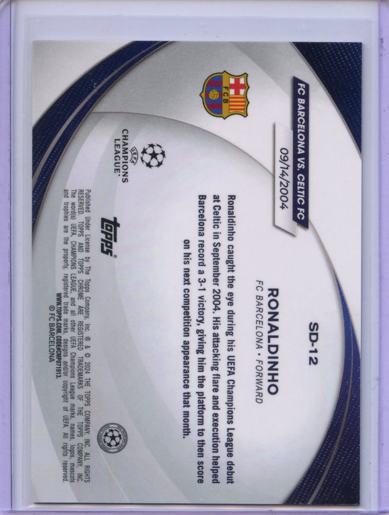 2023-24 Topps Chrome UEFA Ronaldinho Starball Debut Blue 4/75