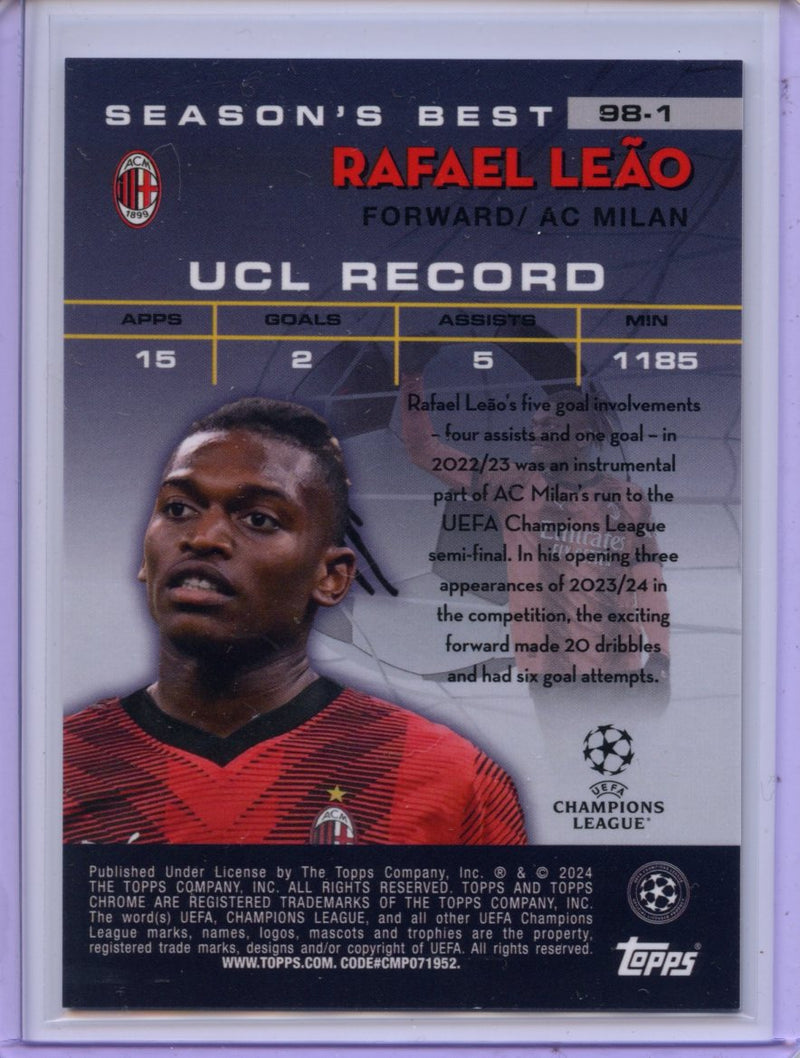 2023-24 Topps Chrome UEFA Rafael Leao Shooting Stars Yellow 30/125