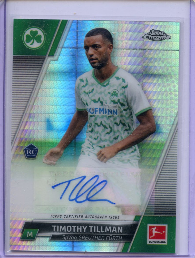 2021-22 Topps Chrome Bundesliga Soccer Timothy Tillman Autograph Prism 84/175