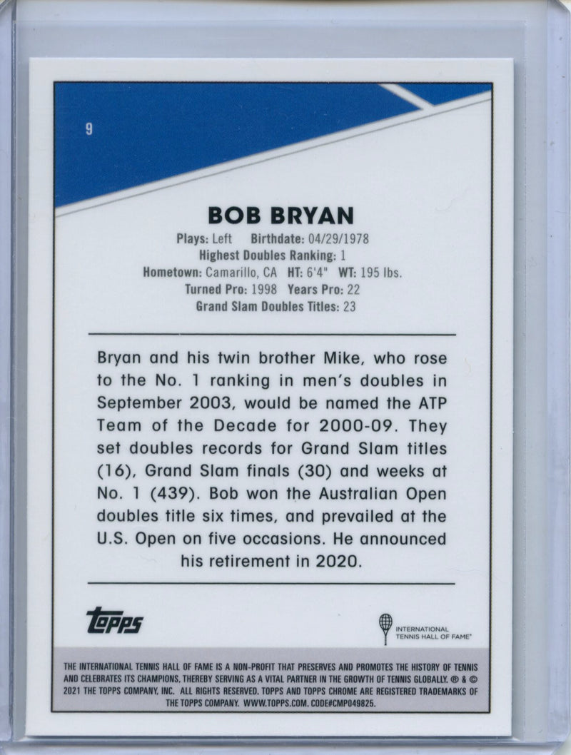 2021 Topps Chrome Tennis Bob Bryan B&W Mini-Diamond