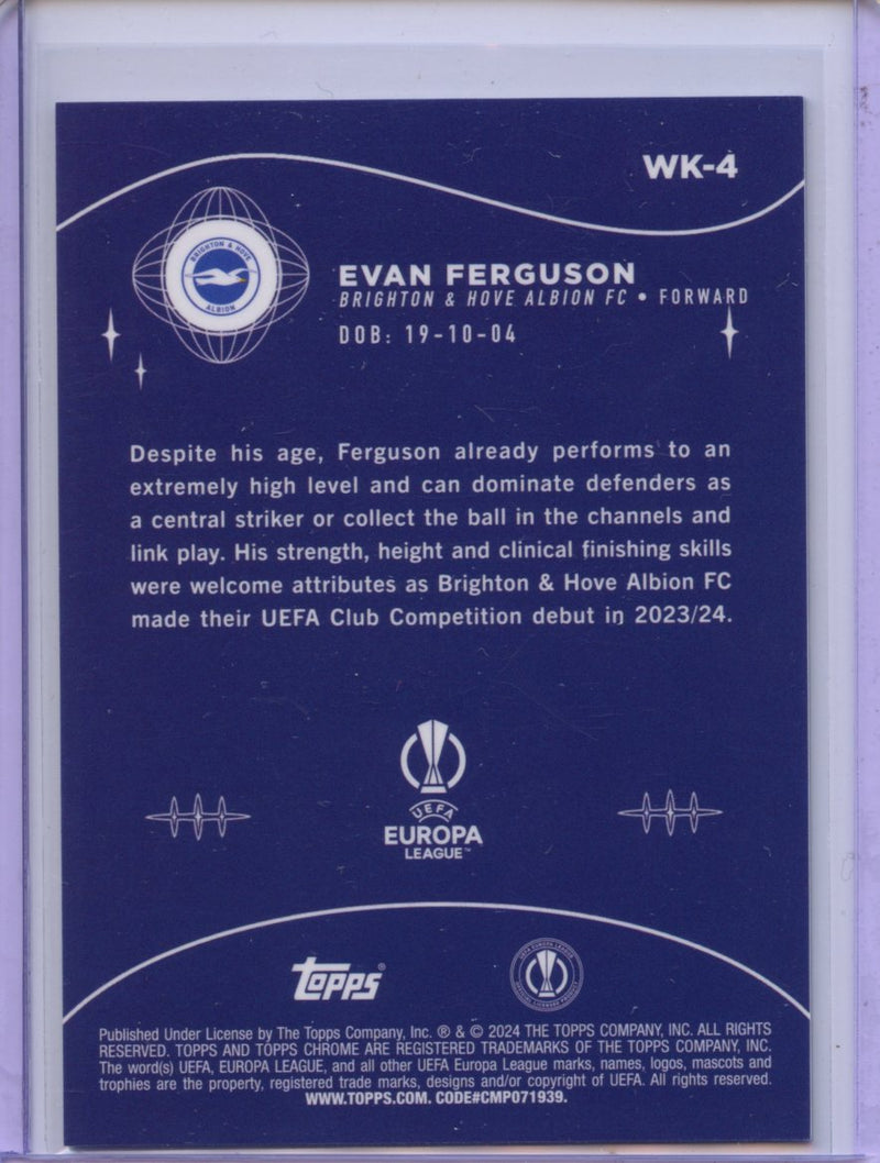 2023-24 Topps Chrome UEFA Evan Ferguson Wonderkids Blue 100/150