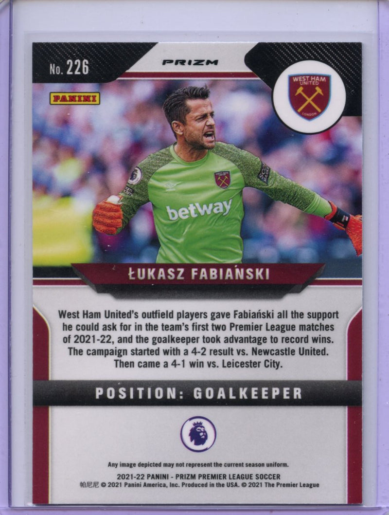 2021-22 Panini Prizm Premier League Lukasz Fabianski Green Mojo Prizm