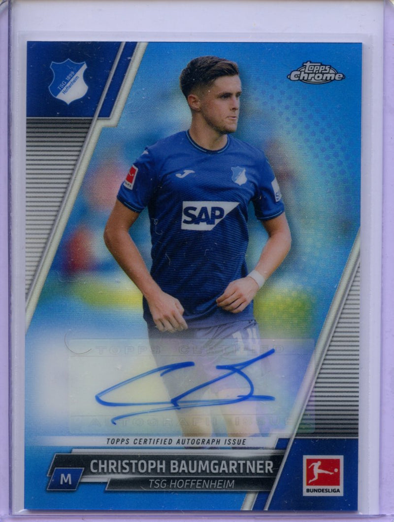 2021-22 Topps Chrome Bundesliga Christoph Baumgartner Autograph Blue Refractor 157/299