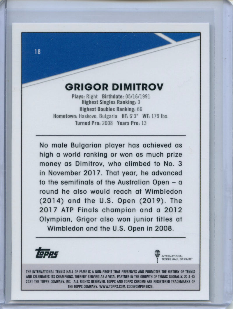 2021 Topps Chrome Tennis Grigor Dimitrov B&W Mini-Diamond