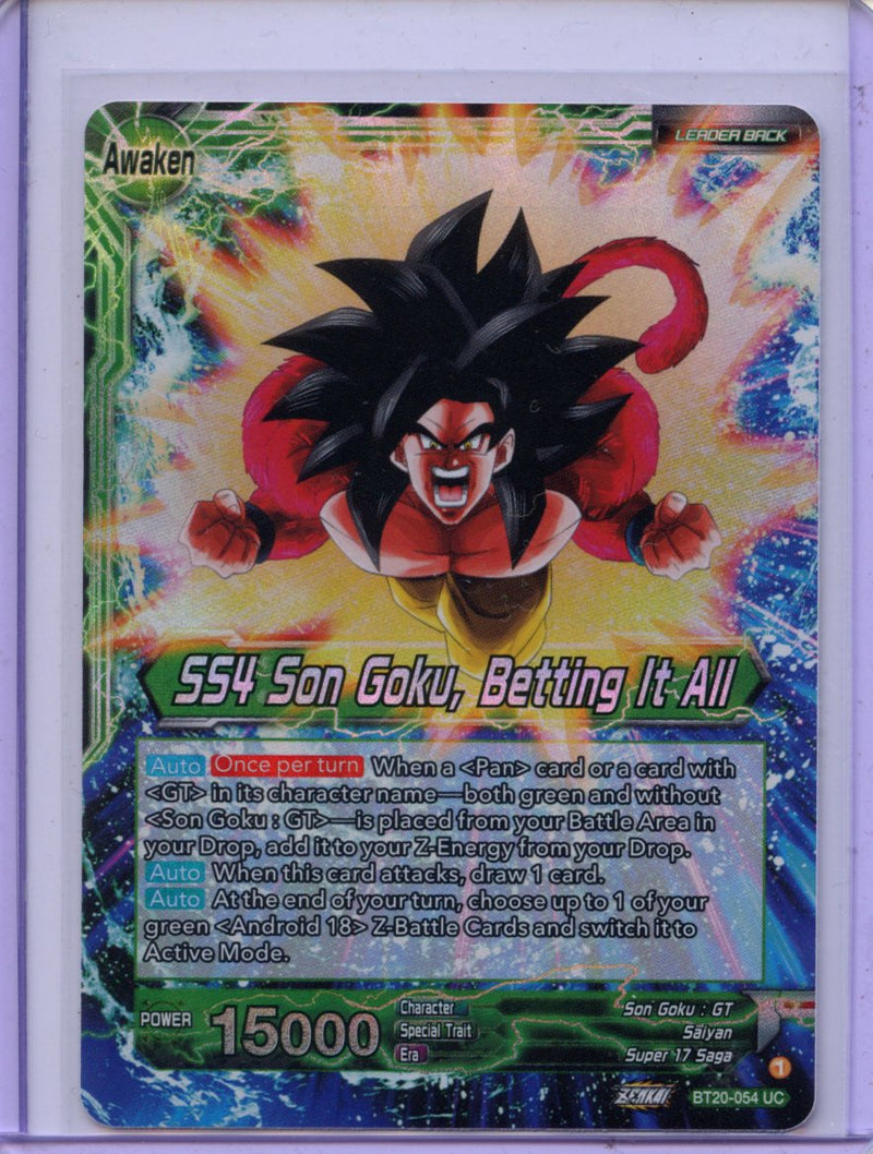 Son Goku (Front) SS4 Son Goku, Betting It All (Back) - Power Absorbed BT20-054 UC Foil