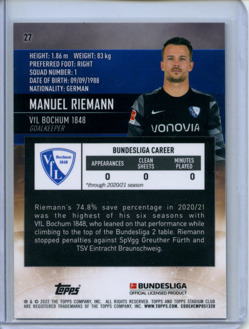 2021-22 Topps Bundesliga Stadium Club Chrome Manuel Riemann Blue X-Fractor