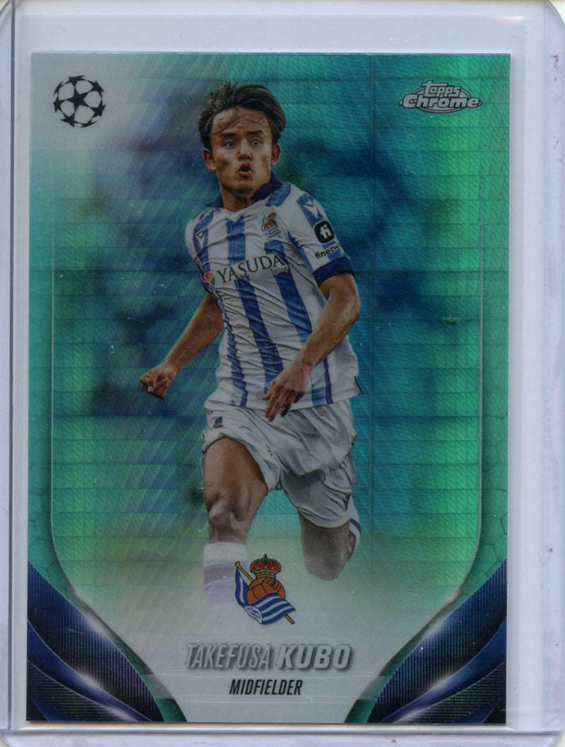 2023-24 Topps Chrome UEFA Takefusa Kubo Aqua Prism Refractor