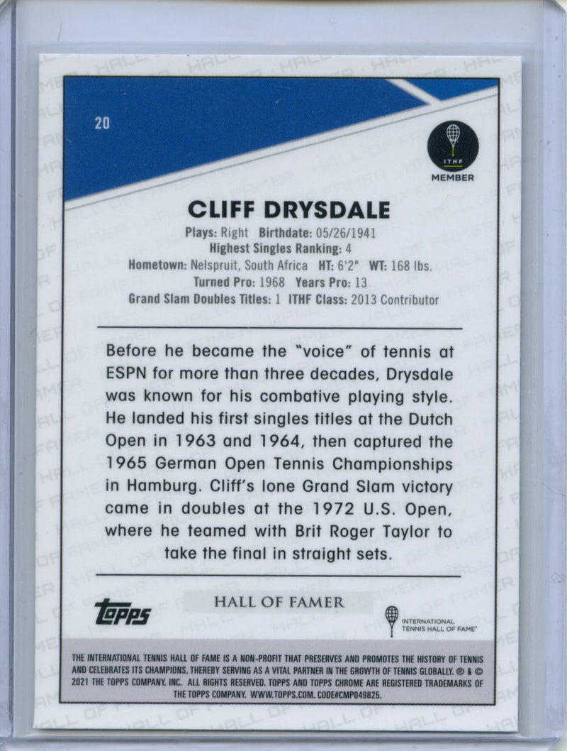 2021 Topps Chrome Tennis Cliff Drysdale B&W Mini-Diamond