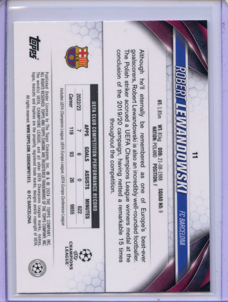 2023-24 Topps Chrome UEFA Robert Lewandowski Gold Refractor 31/50