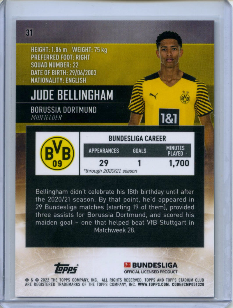 2021-22 Topps Bundesliga Stadium Club Chrome Jude Bellingham Blue X-Fractor