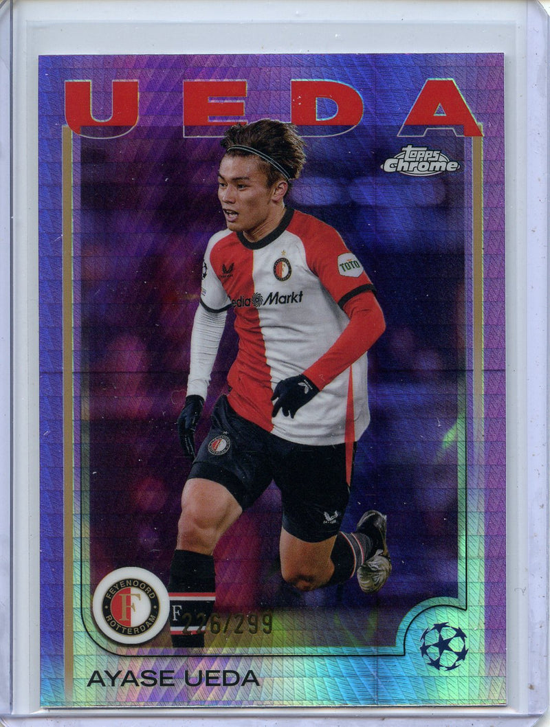 2024-25 Topps Chrome UEFA Club Comps Ayase Ueda Violet Prism 226/299
