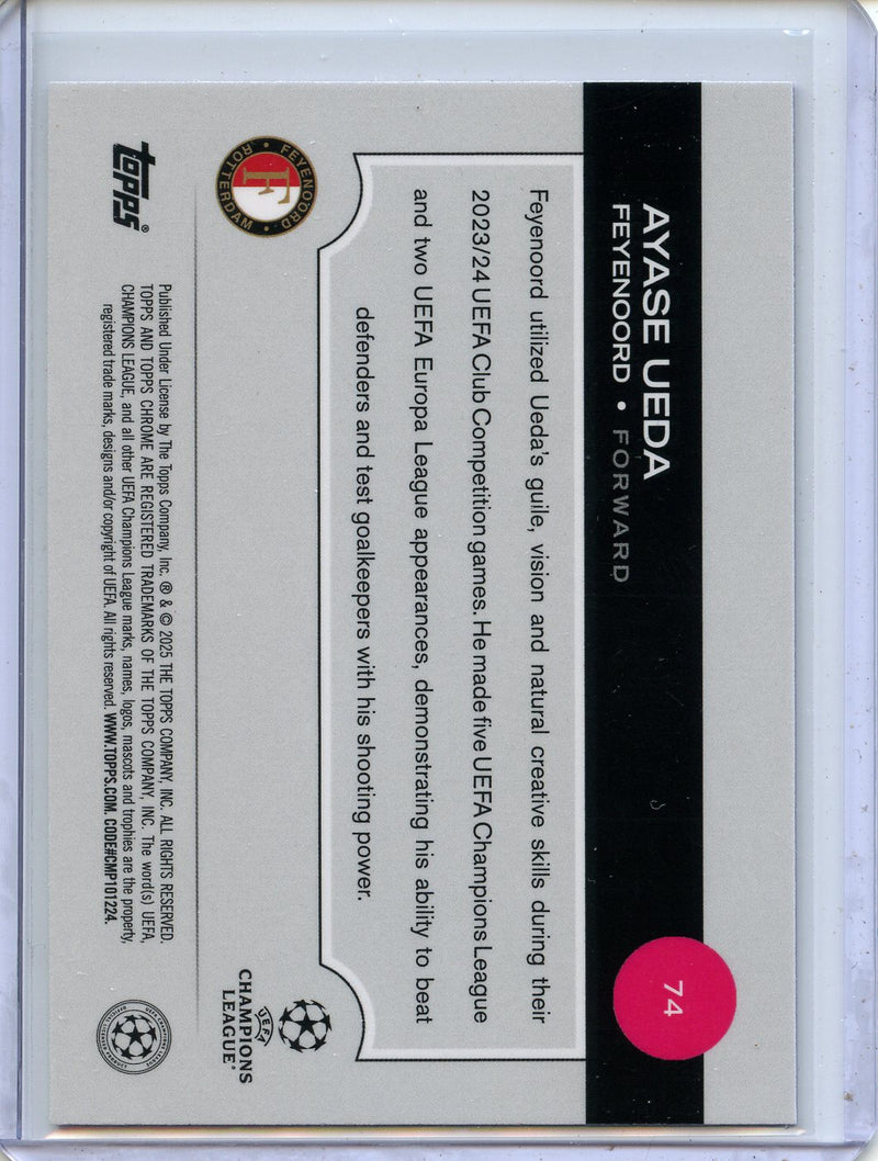 2024-25 Topps Chrome UEFA Club Comps Ayase Ueda Violet Prism 226/299