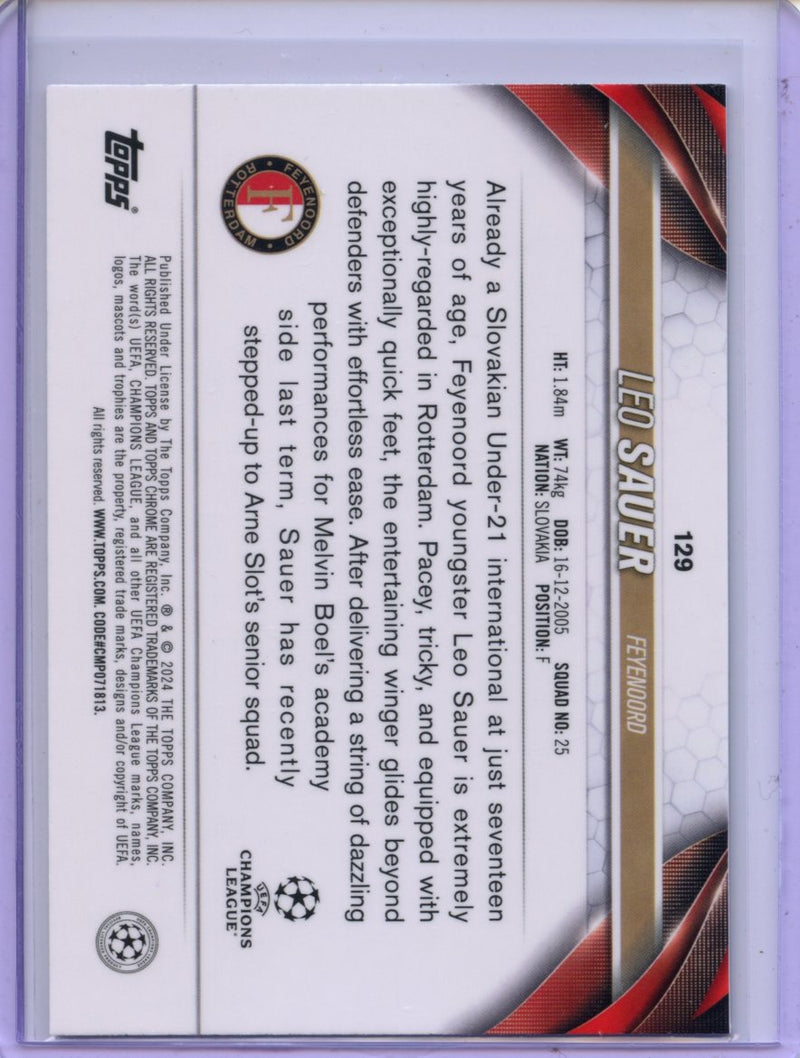 2023-24 Topps Chrome UEFA Leo Sauer Green Refractor 74/75