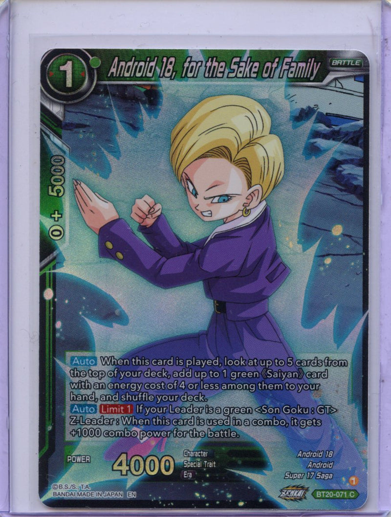 Android 18, for the Sake of Family - Power Absorbed BT20-071 C Foil