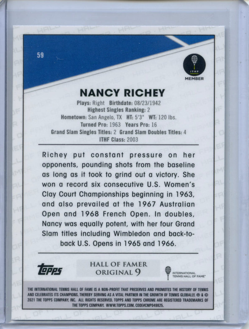 2021 Topps Chrome Tennis Nancy Richey B&W Mini-Diamond