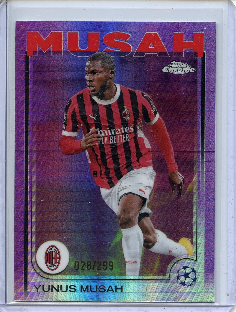 2024-25 Topps Chrome UEFA Club Comps Yunus Musah Violet Prism 28/299