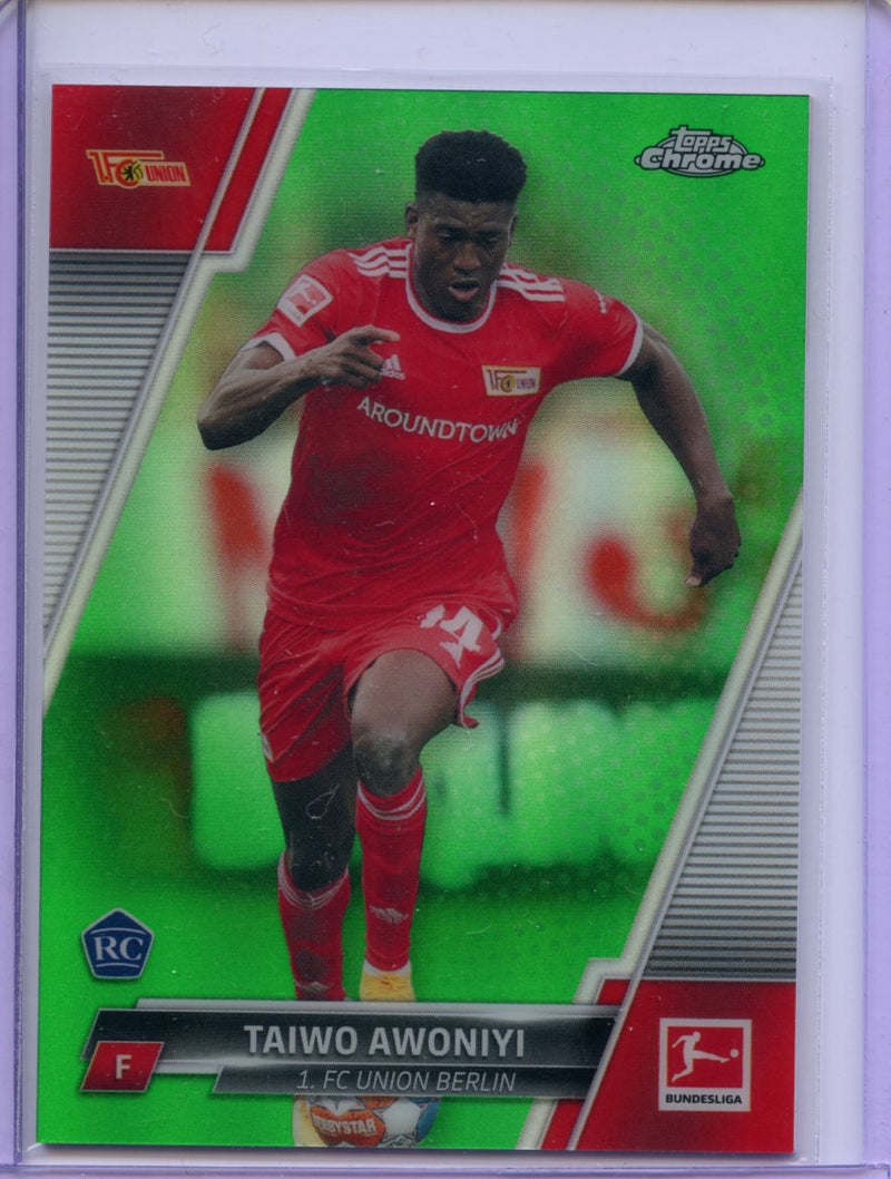 2021-22 Topps Chrome Bundesliga Soccer Taiwo Awoniyi Green Refractor 12/99