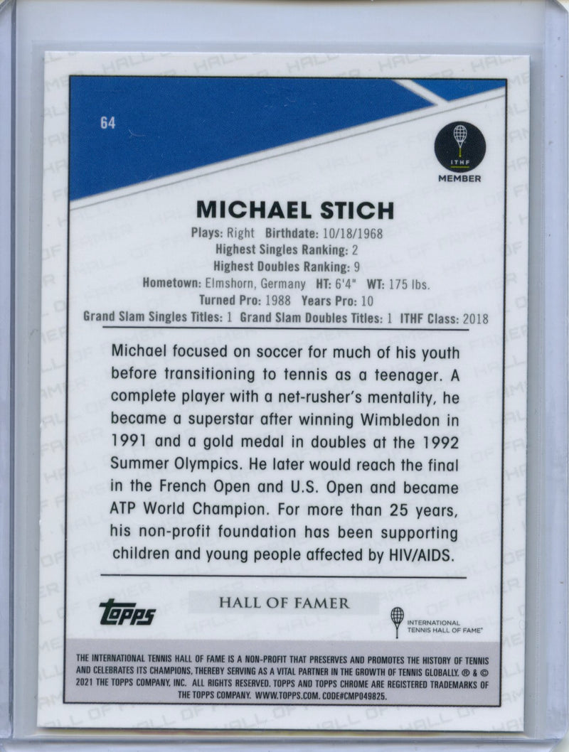 2021 Topps Chrome Tennis Michael Stich B&W Mini-Diamond