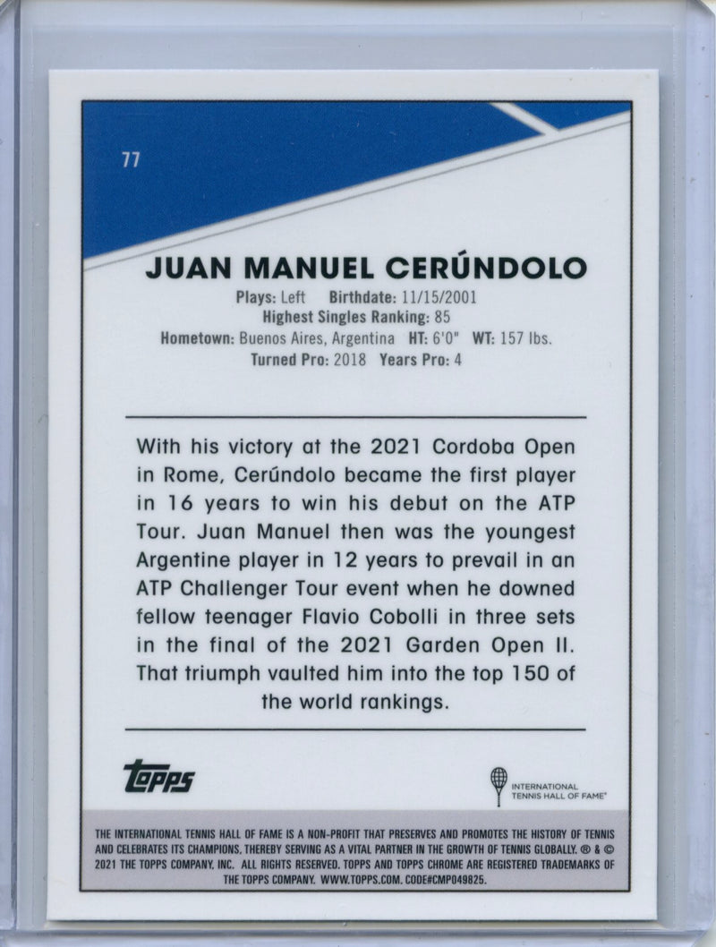 2021 Topps Chrome Tennis Juan Manuel Cerundolo B&W Mini-Diamond