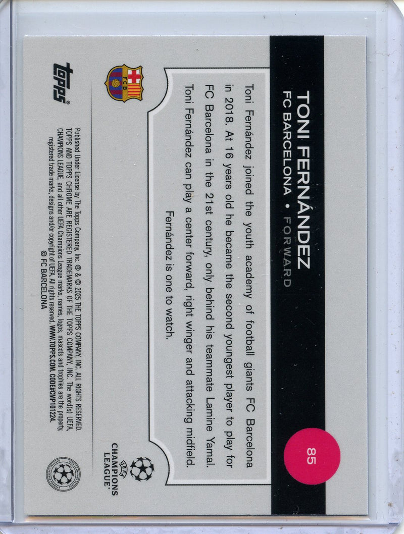 2024-25 Topps Chrome UEFA Club Comps Toni Fernandez Violet Prism 88/299