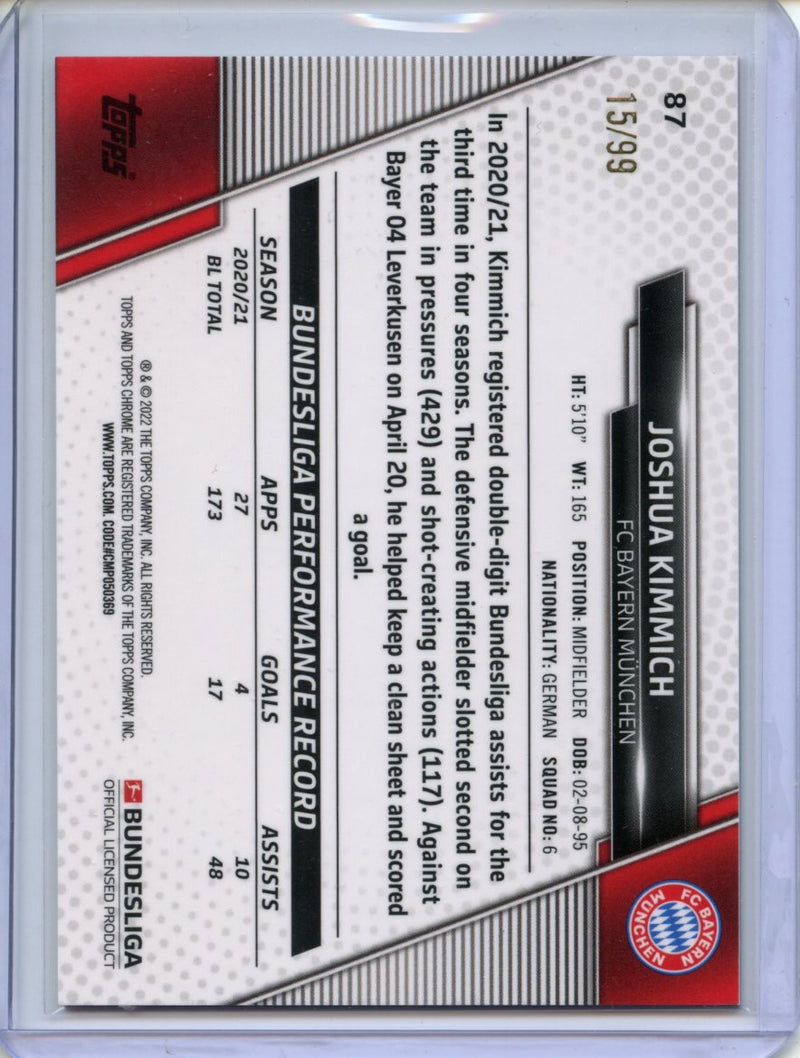 2021-22 Topps Chrome Bundesliga Soccer Joshua Kimmich Green Wave Refractor 15/99