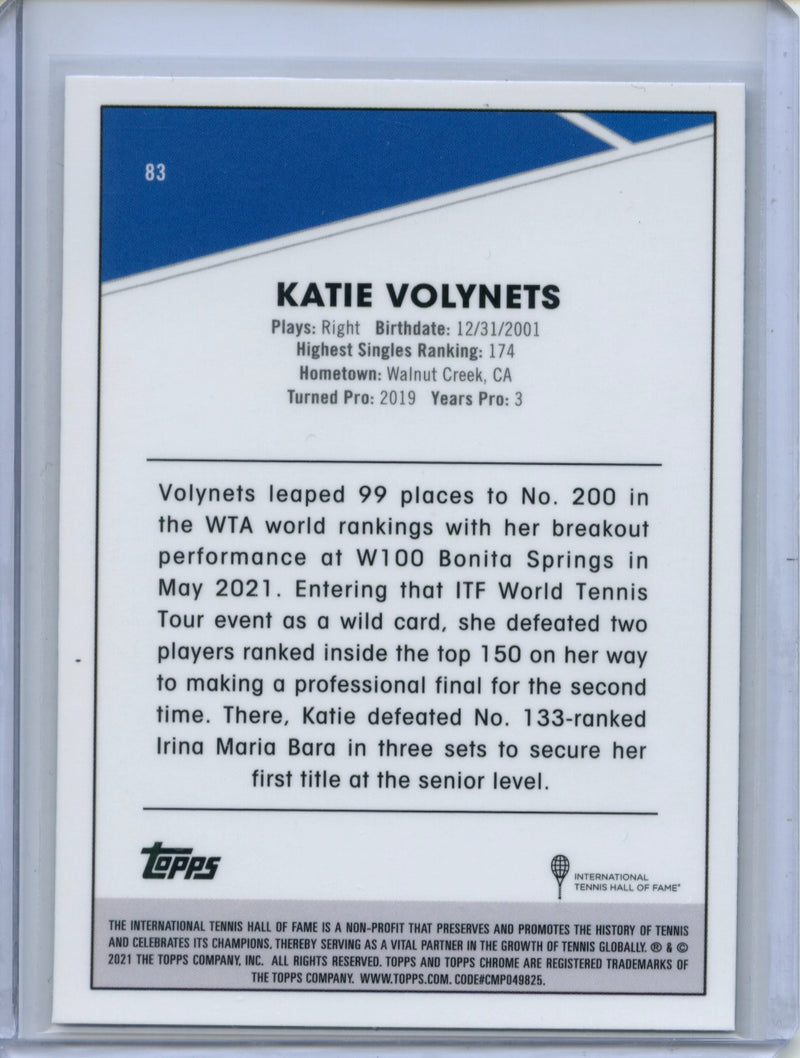 2021 Topps Chrome Tennis Katie Volynets B&W Mini-Diamond