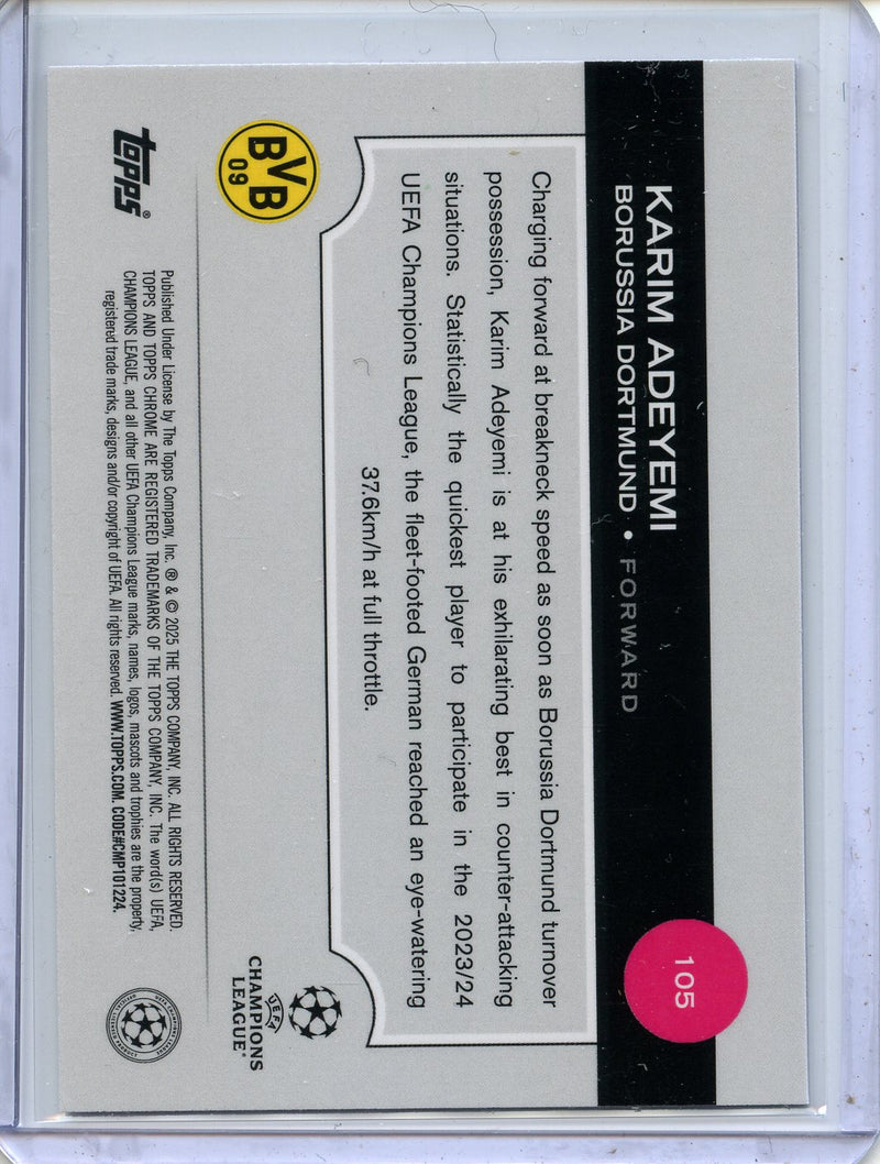 2024-25 Topps Chrome UEFA Club Comps Karim Adeyemi Violet Prism 163/299