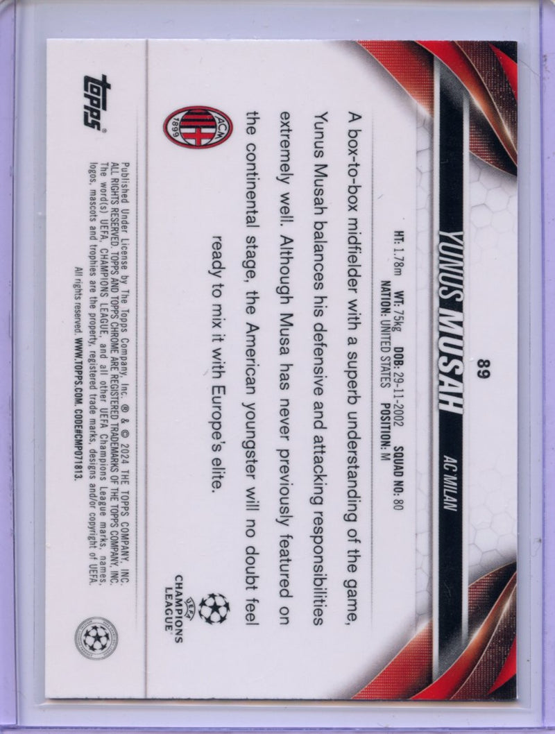 2023-24 Topps Chrome UEFA Yunus Musah Magenta Prism 40/99