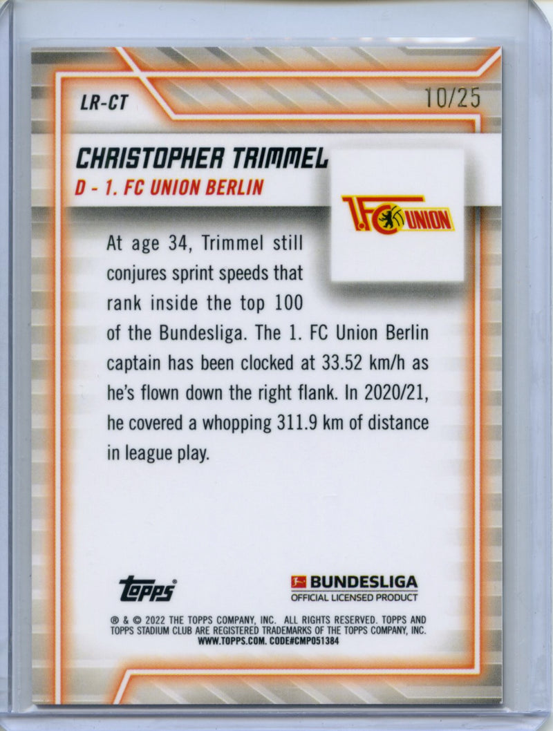 2021-22 Topps Bundesliga Stadium Club Chrome Christopher Trimmel Line Runners Orange Refractor 10/25