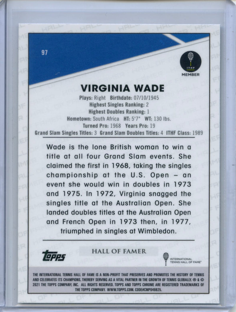 2021 Topps Chrome Tennis Virginia Wade B&W Mini-Diamond