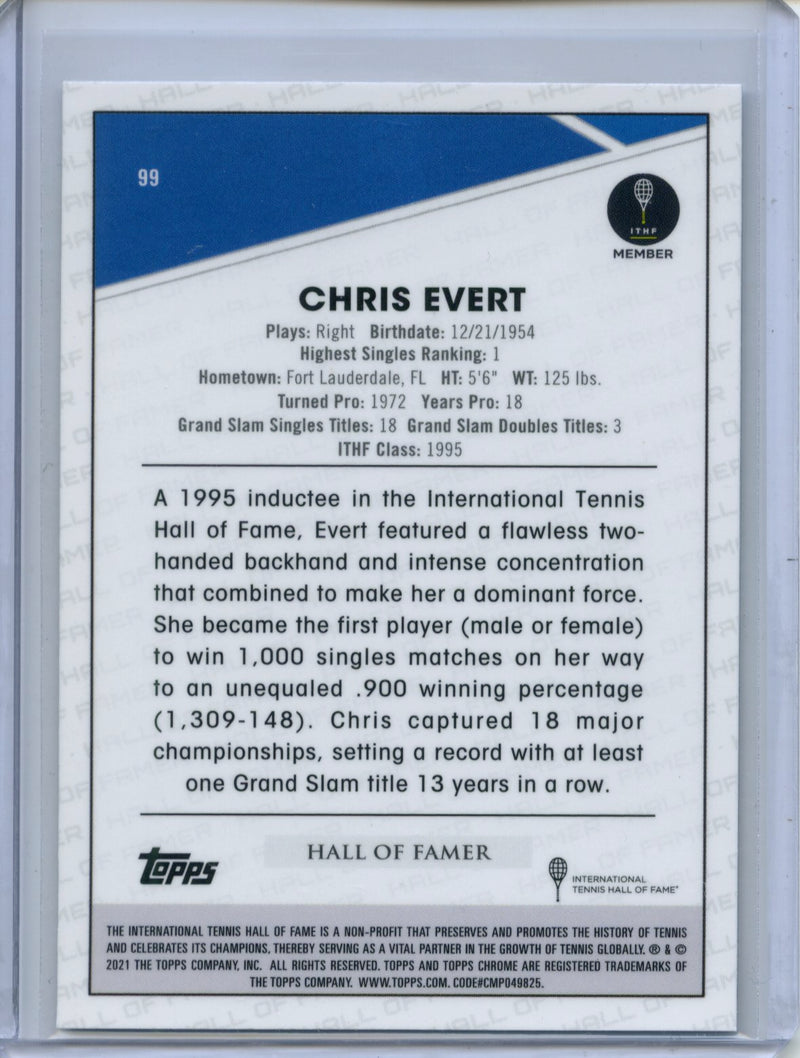 2021 Topps Chrome Tennis Chris Evert B&W Mini-Diamond