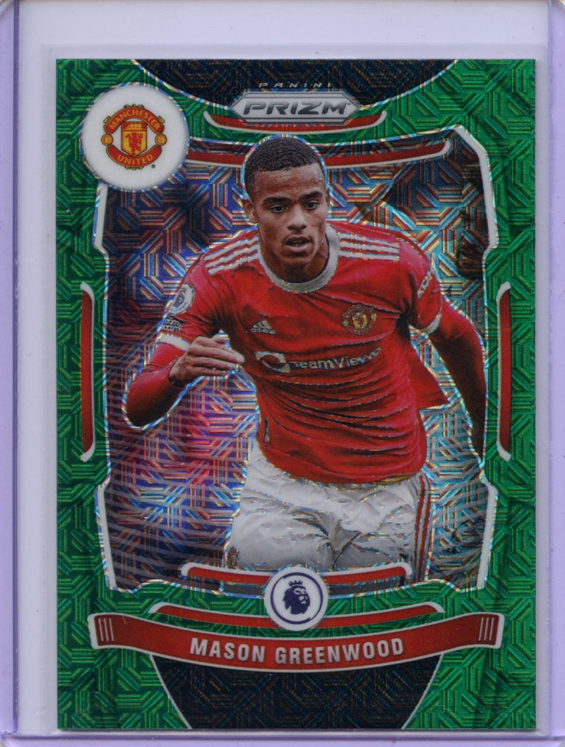 2021-22 Panini Prizm Premier League Mason Greenwood Green Mojo Prizm