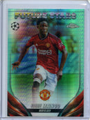 2023-24 Topps Chrome UEFA Kobbie Mainoo Aqua Prism Refractor