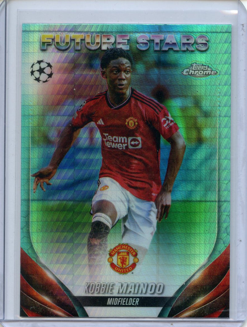 2023-24 Topps Chrome UEFA Kobbie Mainoo Aqua Prism Refractor