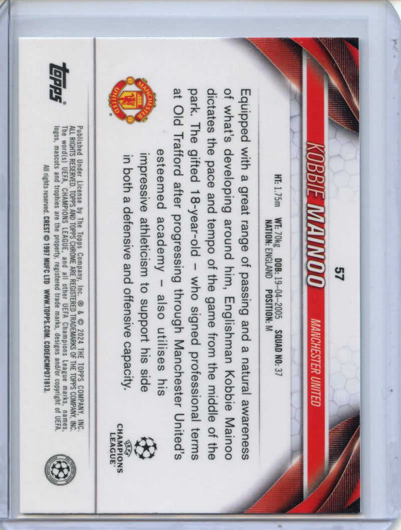 2023-24 Topps Chrome UEFA Kobbie Mainoo Aqua Prism Refractor