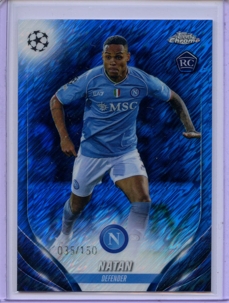 2023-24 Topps Chrome UEFA Natan Shimmer Blue Refractor 35/150